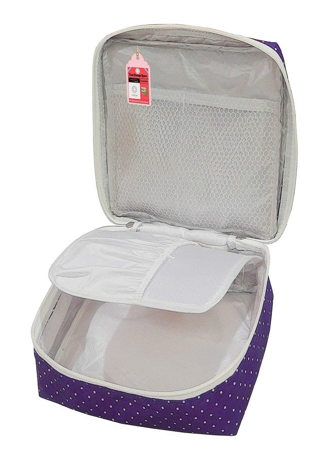 Luces Makeup Storage Box Cosmetic Vanity Toiletry Necklace Travelling Wardrobe Organizer Jewellery Pouch for Women (Purple) - Image 2