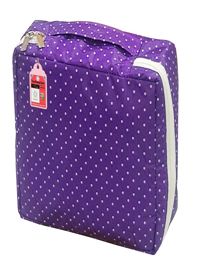 Luces Makeup Storage Box Cosmetic Vanity Toiletry Necklace Travelling Wardrobe Organizer Jewellery Pouch for Women (Purple) - Image 4