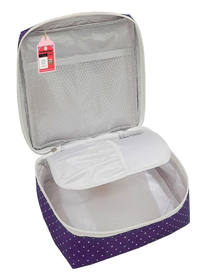 Luces Makeup Storage Box Cosmetic Vanity Toiletry Necklace Travelling Wardrobe Organizer Jewellery Pouch for Women (Purple) - Image 3