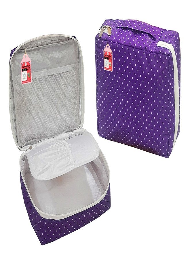 Luces Makeup Storage Box Cosmetic Vanity Toiletry Necklace Travelling Wardrobe Organizer Jewellery Pouch for Women (Purple) - Image 1