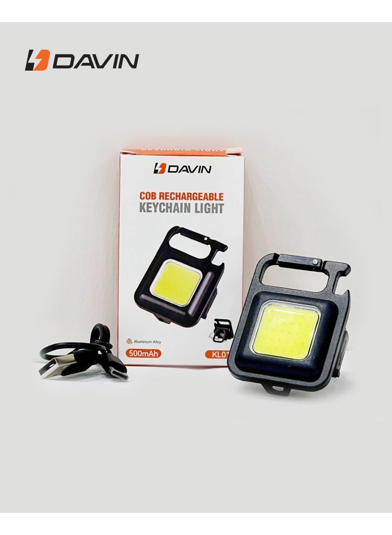 Davin COB Flashlight LED Keychain Rechargeable Mini Portable ( Versatile ) - Image 1