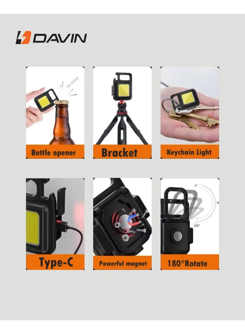 Davin COB Flashlight LED Keychain Rechargeable Mini Portable ( Versatile ) - Image 3