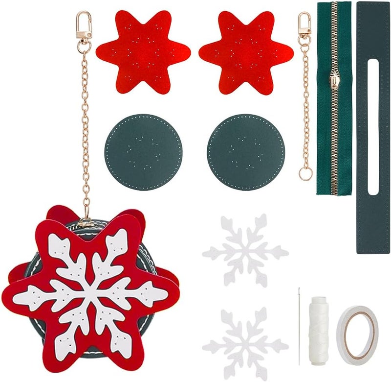 klarako DIY Coin Purse Making Kit, DIY Crafts Lovely Change Purse Sewing Materials DIY Christmas Snowflake Pattern Purse Making Accessories for Birthday Christmas Gifts, 3.9x5.3x1.7 Inch, Snowflake - Image 1