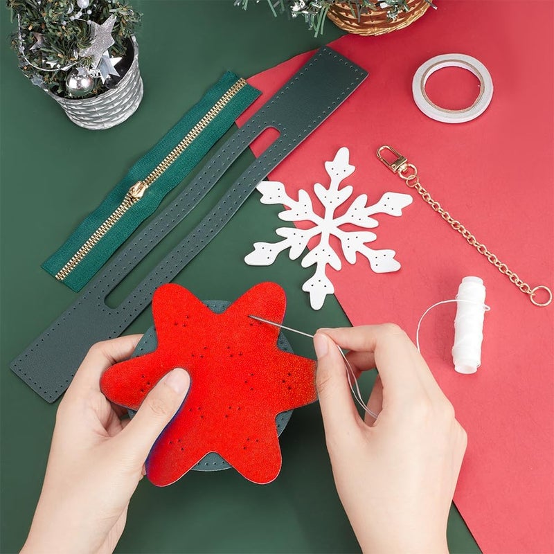 klarako DIY Coin Purse Making Kit, DIY Crafts Lovely Change Purse Sewing Materials DIY Christmas Snowflake Pattern Purse Making Accessories for Birthday Christmas Gifts, 3.9x5.3x1.7 Inch, Snowflake - Image 3