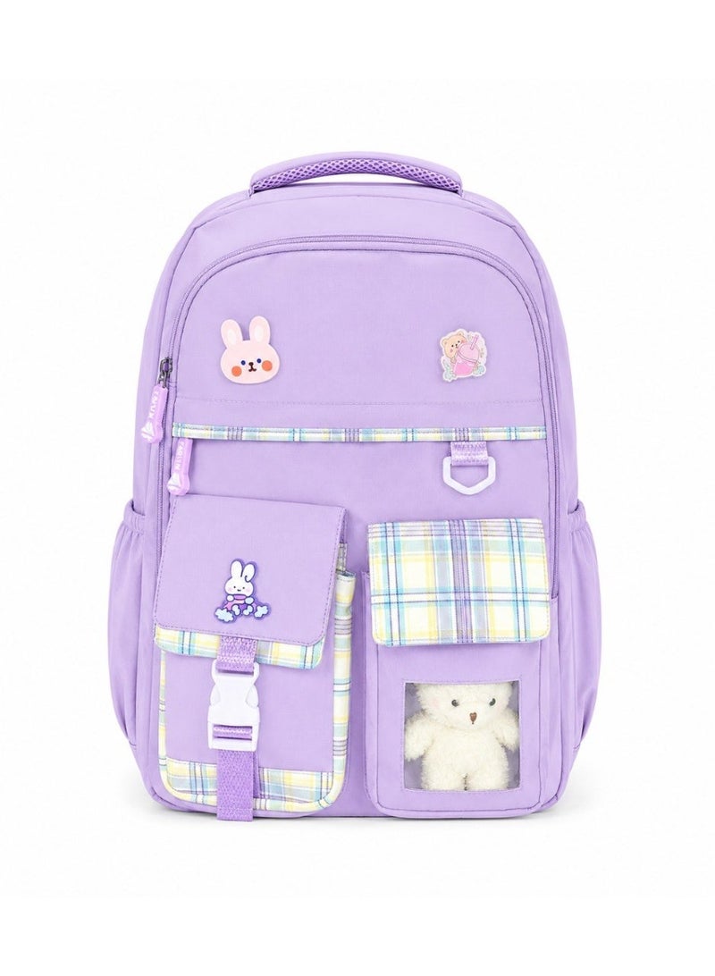 Girls' backpacks, book bag with cute pendant, school bag - Image 1