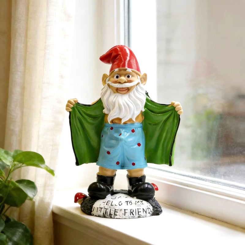 Tirifer 8.3inch/21cm Big Size Garden Gnome, Funny Outdoor Indoor Statue Gnome for Patio Lawn Garden Yard, Resin Naughty Dwarf Sculpture Art Decoration Unique Gift for Yard Balcony Porch Housewarming - Image 5
