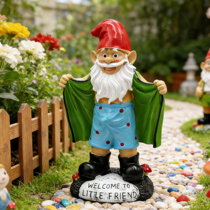 Tirifer 8.3inch/21cm Big Size Garden Gnome, Funny Outdoor Indoor Statue Gnome for Patio Lawn Garden Yard, Resin Naughty Dwarf Sculpture Art Decoration Unique Gift for Yard Balcony Porch Housewarming - Image 1