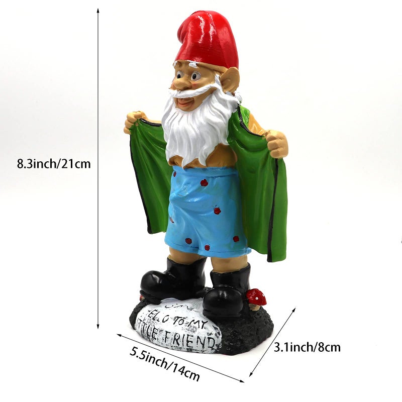 Tirifer 8.3inch/21cm Big Size Garden Gnome, Funny Outdoor Indoor Statue Gnome for Patio Lawn Garden Yard, Resin Naughty Dwarf Sculpture Art Decoration Unique Gift for Yard Balcony Porch Housewarming - Image 4