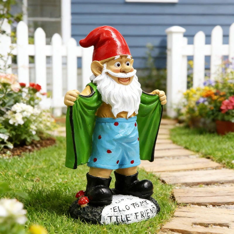 Tirifer 8.3inch/21cm Big Size Garden Gnome, Funny Outdoor Indoor Statue Gnome for Patio Lawn Garden Yard, Resin Naughty Dwarf Sculpture Art Decoration Unique Gift for Yard Balcony Porch Housewarming - Image 2
