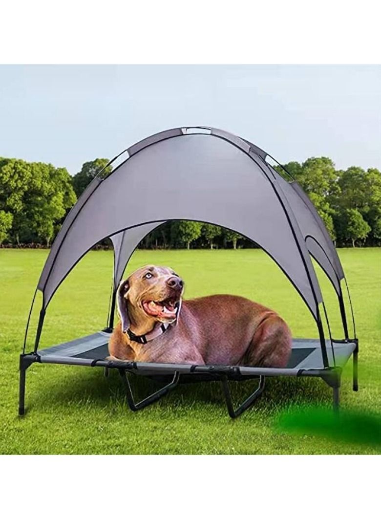كول بيبي سرير الكلب المرتفع مع المظلة 112*91CM سرير الحيوانات الأليفة المحمولة مع الأقدام غير المنزلقة في الهواء الطلق الحماية من الشمس الخيام رمادية الحماية من الماء - Image 2