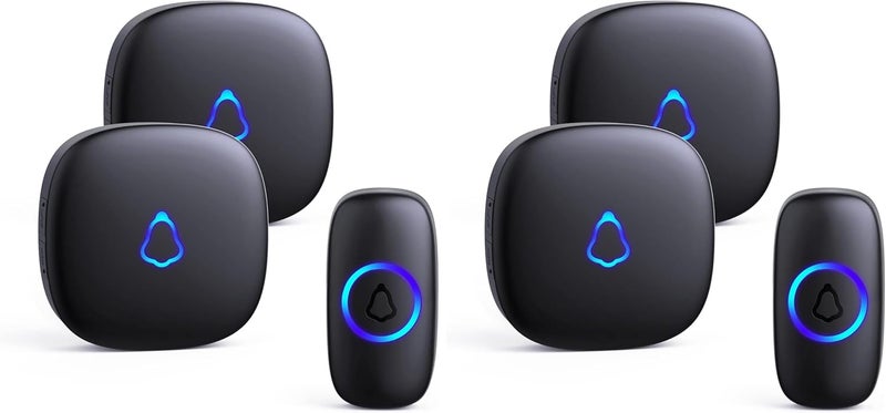 SECRUI Doorbell, Wireless Doorbell with 2 Receivers Easy installation, Adjustable Volume, 58 Chimes, Colorful LED, 1000Ft Range, M520+F55, Black (Pack of 2) - Image 1