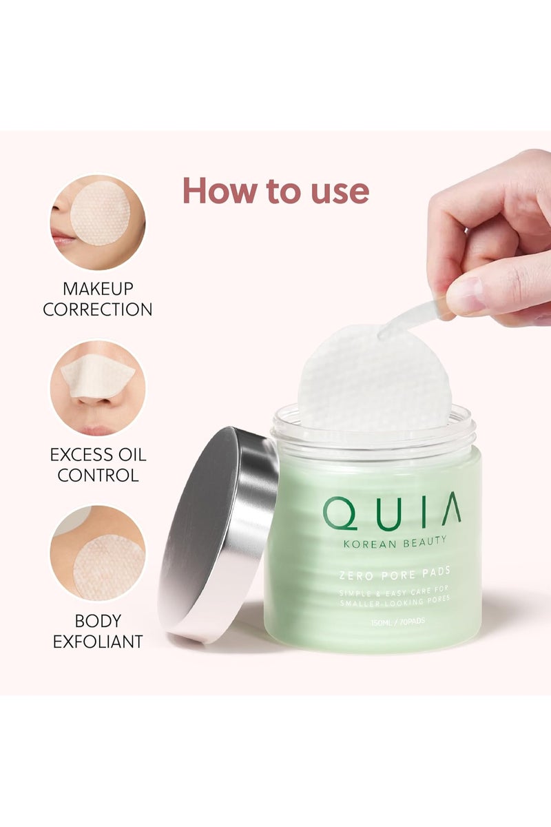 QUIA Beauty Zero Pore Pads – Deep Cleansing & Pore Minimizing – Reduces Excess Oil, Blackheads & Enlarged Pores – Gentle Exfoliation for Smooth, Clear Skin – Dermatologist Tested – 70 Pads - Image 4