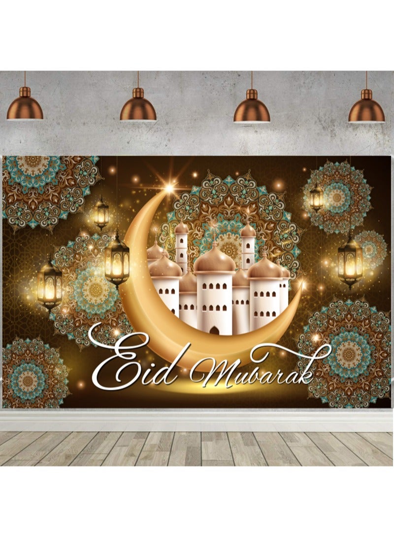 لافتة خلفية لعيد مبارك، لافتة رمضان الإسلامية للديكورات الداخلية لعيد مبارك (70.8 × 43.3 بوصة)
