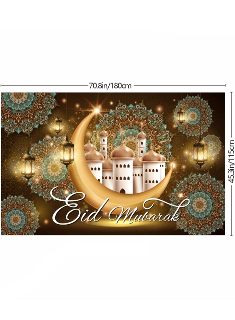 لافتة خلفية لعيد مبارك، لافتة رمضان الإسلامية للديكورات الداخلية لعيد مبارك (70.8 × 43.3 بوصة)