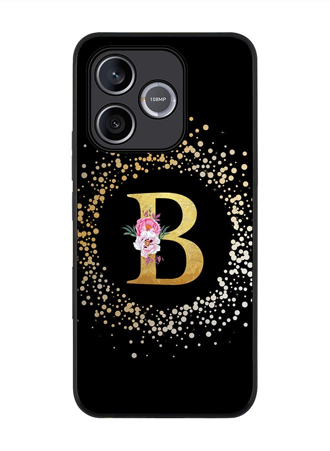 Stylizedd For Honor 600 Lite / 500 Smart / Honor X80i Case,Slim fit Camera Protection, Shockproof Thin Phone cover  - Custom Monogram Floral - B ( Black ) - Image 1