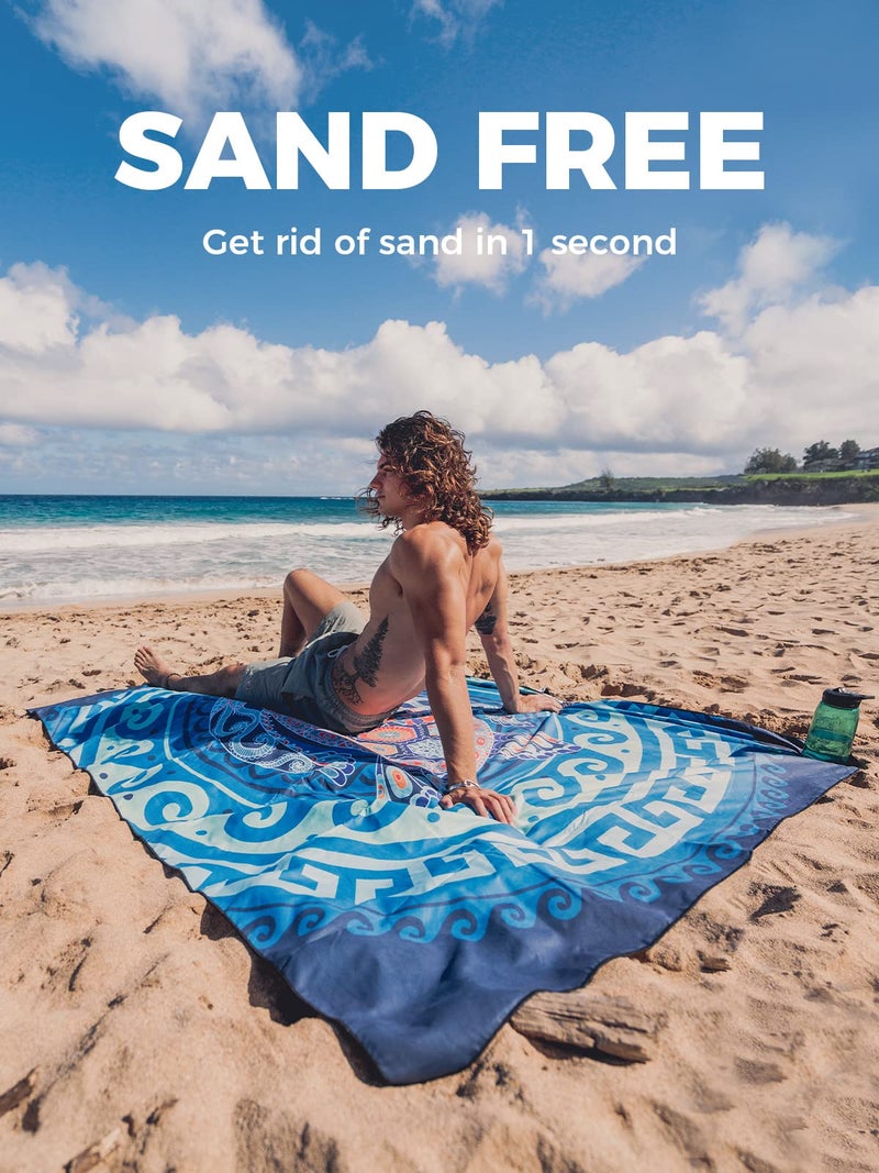 OCOOPA Microfiber Beach Towel For Swimming Pool, Camping, Picnic, Yoga Gym Sports, Fast Drying Extra Large 71" x 32" Sand Free Super Lightweight - Image 3