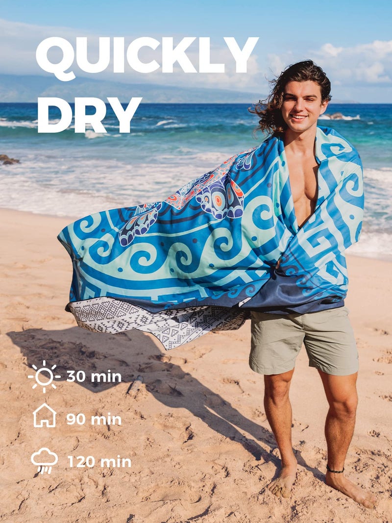 OCOOPA Microfiber Beach Towel For Swimming Pool, Camping, Picnic, Yoga Gym Sports, Fast Drying Extra Large 71" x 32" Sand Free Super Lightweight - Image 2