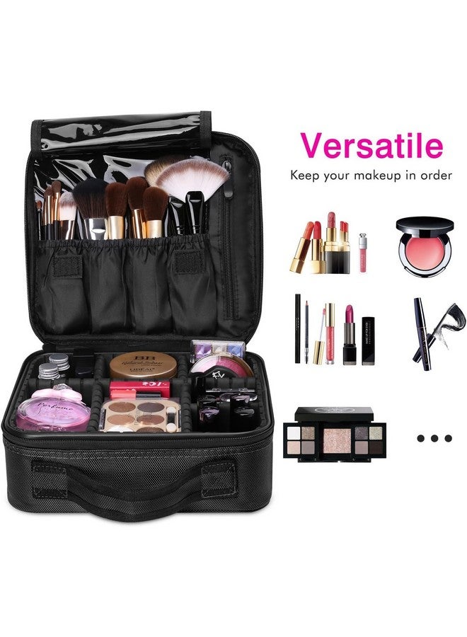 MERCEHIVE Makeup Cosmetic Storage Case | Professional Train Case with Adjustable Dividers | Portable Travel Organizer for Brushes & Toiletries (Black) - Image 2