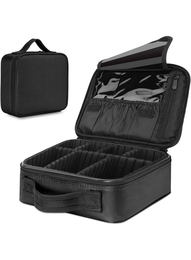 MERCEHIVE Makeup Cosmetic Storage Case | Professional Train Case with Adjustable Dividers | Portable Travel Organizer for Brushes & Toiletries (Black) - Image 1
