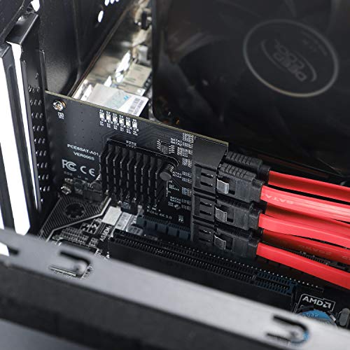 Mzhou 6 Port SATA PCIe 3.0 Expansion Card - ASM1166 Chipset | PCIe x4/x8/x16 Slot Compatible | Windows 10/8/7/XP & Linux Support | Non-RAID Controller Card for Desktop PC (6X SATA 6Gbps Ports) - Image 2