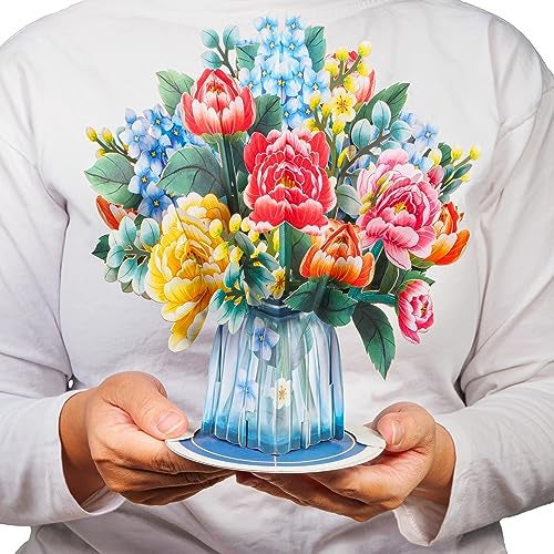 Paper Love 3D Pop Up Flower Bouquet Card, Wonderland, with Detachable Paper Flowers For Anniversay, Wedding, Thank You, Mother's Day - Jumbo 10" x 14" Card - Includes Envelope and Note Tag - Image 3