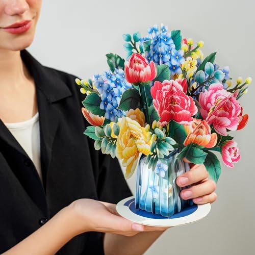 Paper Love 3D Pop Up Flower Bouquet Card, Wonderland, with Detachable Paper Flowers For Anniversay, Wedding, Thank You, Mother's Day - Jumbo 10" x 14" Card - Includes Envelope and Note Tag - Image 5