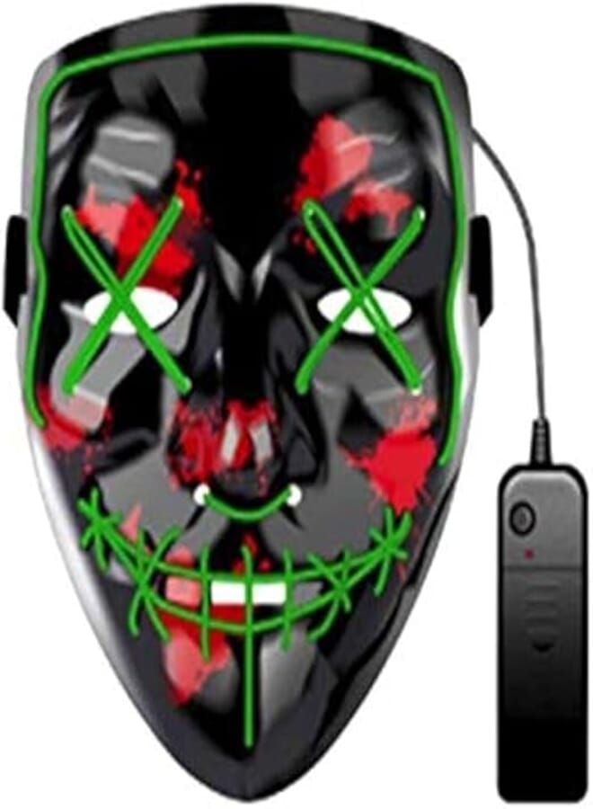 Mascara Led Mask The Purge Light Up Neon Skull Mask Party Festival Cosplay Costume Christmas Xmas New Year Gift Halloween Mask-X , 2724696278717 