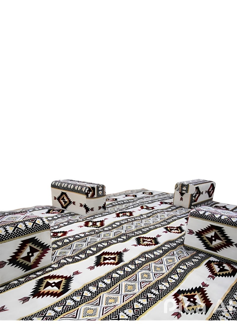 كادي ون بساط رحلات أرضي مكون من 5 قطع 200*300 سم، سجادة تخييم ل 6 اشخاص مبطنة من 4 مراكي و سجادة، مجلس رحلات قماش تركي قابل للطي سماكة عالية مريح للجلوس مثالي للصحراء و البر - Image 3