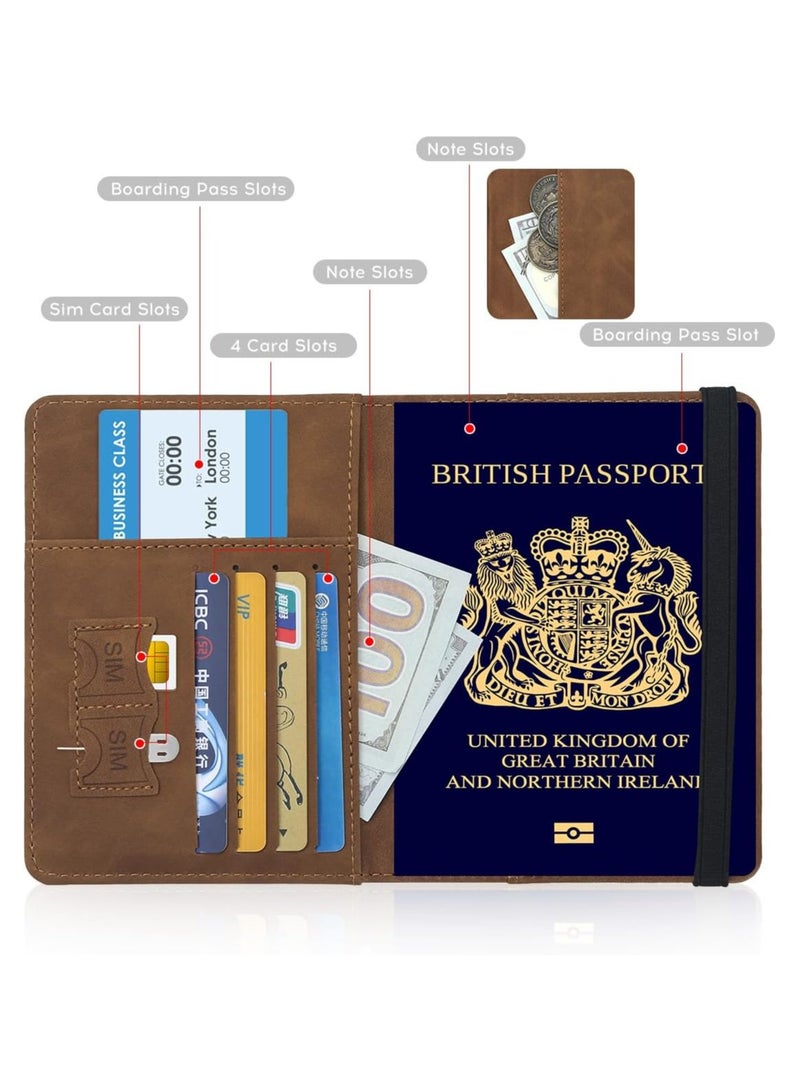 متجر الفرح غطاء جواز السفر، محفظة جواز السفر، حافظة جواز السفر مانعة لتقنية تحديد الهوية بموجات الراديو، ملحقات السفر، محفظة حامل البطاقات، هدايا سفر للجنسين، لون بني - Image 5