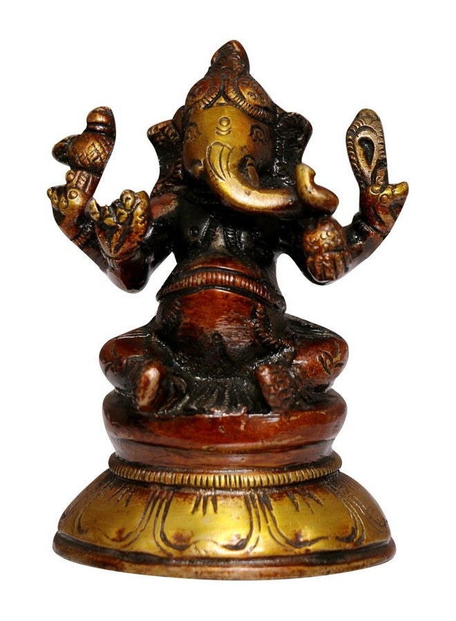 CRAFTHUT Elite Brass Statue/Idol of Red Ganesh/Ganpati a for Blessing, Wealth at Home & Office, Handcrafted with Antique Look/Diwali Gift (7 x 5 x 9) Cms