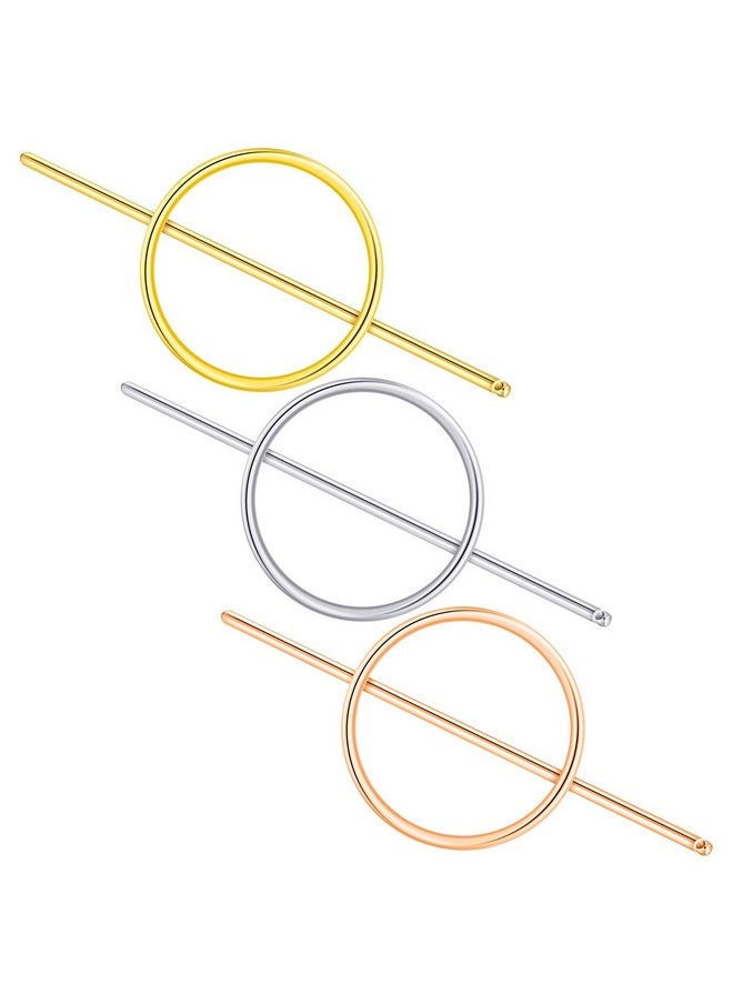 Chuangdi 3 Pieces Circle Gold Hair Clips For Women Minimalist Hair Clip Gold Silver Geometric Decorative Hair Stick Barrette Hair Accessories For Girl Wedding Birthday Party Hair Decoration  - Image 2