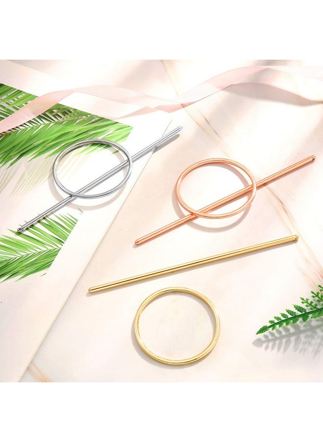 Chuangdi 3 Pieces Circle Gold Hair Clips For Women Minimalist Hair Clip Gold Silver Geometric Decorative Hair Stick Barrette Hair Accessories For Girl Wedding Birthday Party Hair Decoration  - Image 5