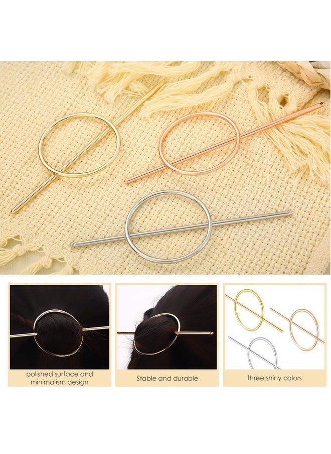 Chuangdi 3 Pieces Circle Gold Hair Clips For Women Minimalist Hair Clip Gold Silver Geometric Decorative Hair Stick Barrette Hair Accessories For Girl Wedding Birthday Party Hair Decoration  - Image 4