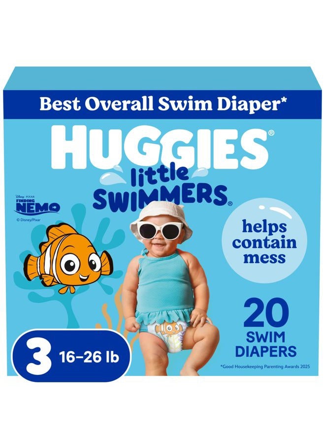 Huggies Little Swimmers Disposable Swim Diapers, Size 3 (16-26 lbs), 40 Ct (2 packs of 20), Packaging May Vary - Image 1