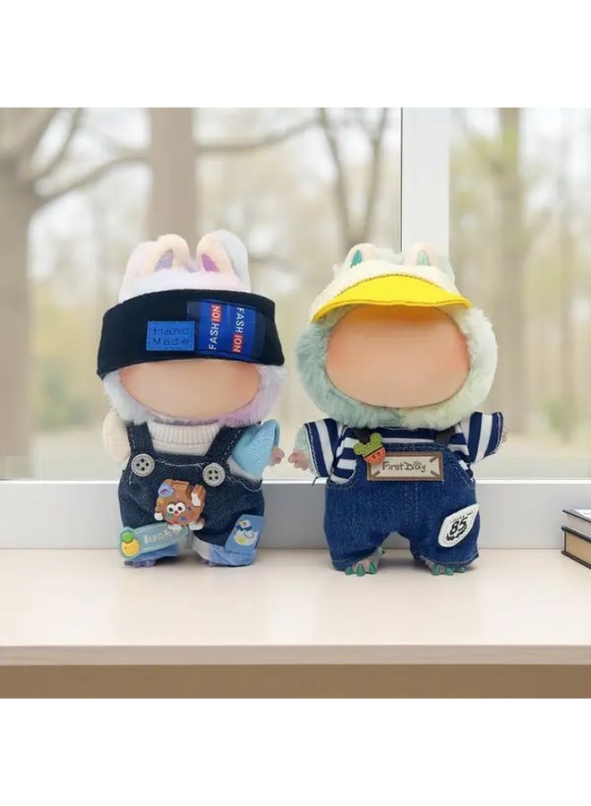 3pcs LABUBU Style Fashion Overalls Set with Hat Doll Clothes - Image 5