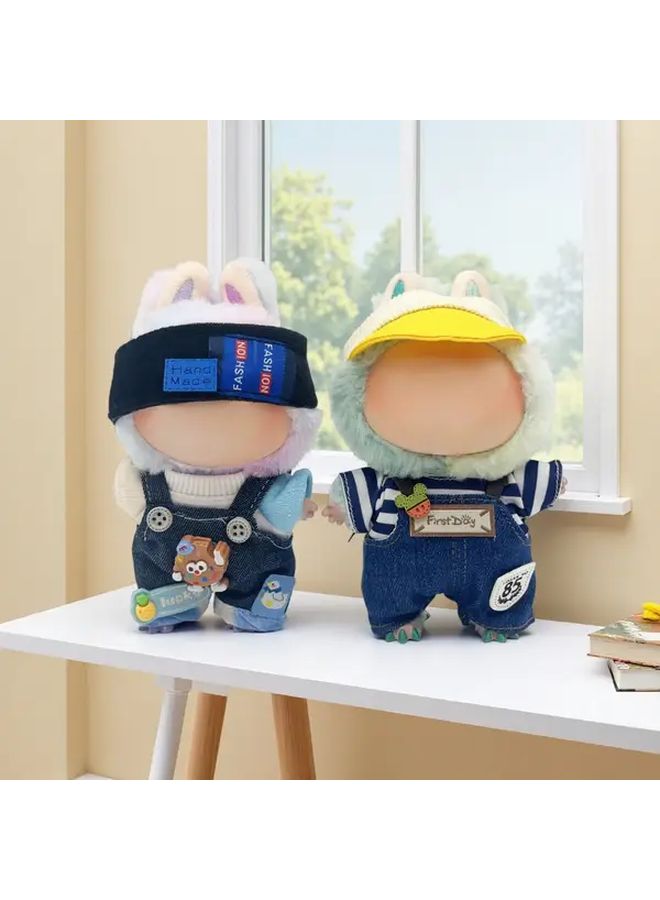 3pcs LABUBU Style Fashion Overalls Set with Hat Doll Clothes - Image 4