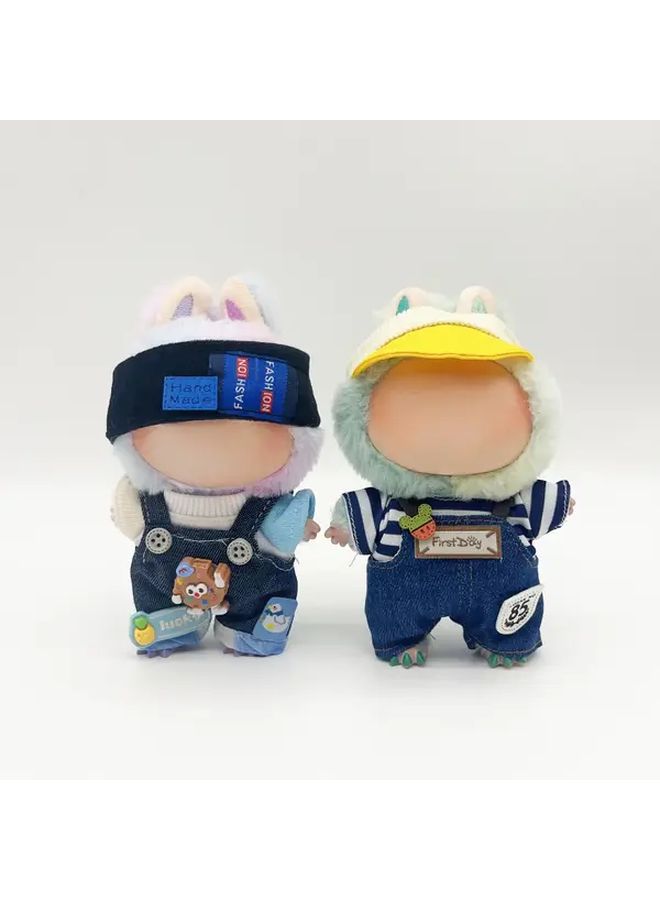 3pcs LABUBU Style Fashion Overalls Set with Hat Doll Clothes - Image 3