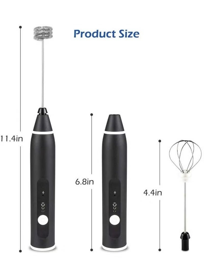 TIGER Milk Frother -– Handheld Electric Whisk | USB Rechargeable 3--Speed Coffee Frother | Portable Beverage Mixer for Matcha, Cappuccino, Latte & Hot Chocolate | Includes 2 Stainless Steel Whisks & 1 Cleaning Brush | Easy-to-Use Foam Maker - Image 2
