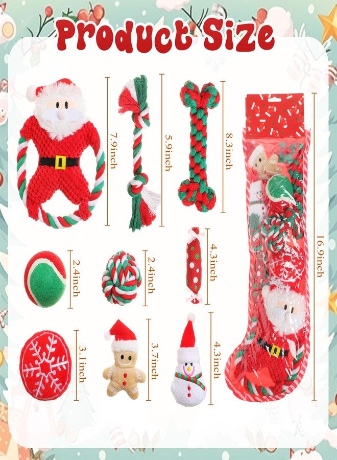 Suilung 10 Pieces Christmas Dog Toys Gifts Dog Christmas Stocking Stuffers with Assorted Toys for Puppy Prefilled Chew Rope Toys for Teething for Small and Medium Dogs - Image 2