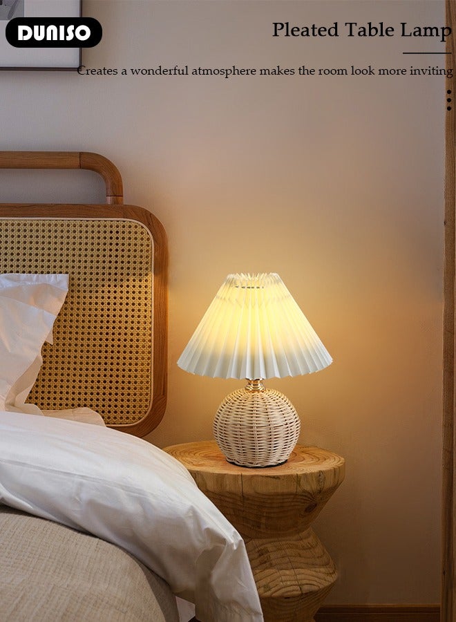 DUNISO Simple Modern Table Lamp with Beige Color Lampshade, LED Table Lamp with Fabric Shade, Bedside Table Lamp for Bedroom Living Room Kids Room Dormitory - Image 3