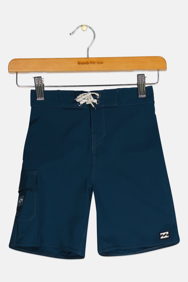 Billabong شورتات بورد بشعار العلامة التجارية للأولاد الصغار، أزرق فواتح