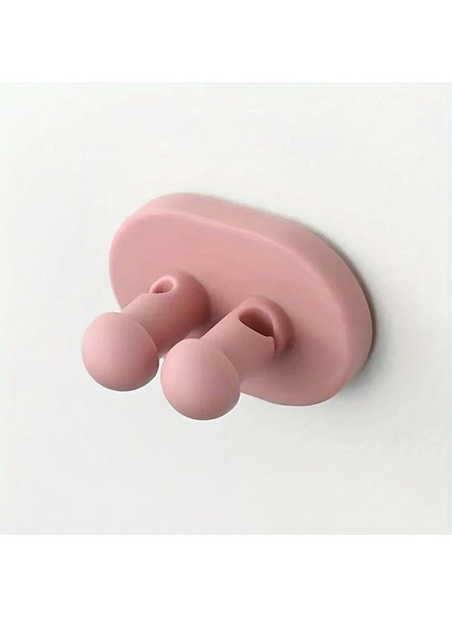 Pink 2 Pack Adhesive Wall Mounted Bathroom Organizer Hooks No Drill Installation - Image 1