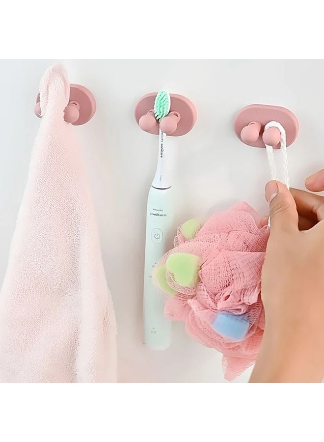 Pink 2 Pack Adhesive Wall Mounted Bathroom Organizer Hooks No Drill Installation - Image 5