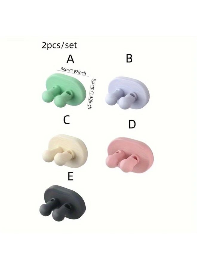 Pink 2 Pack Adhesive Wall Mounted Bathroom Organizer Hooks No Drill Installation - Image 4