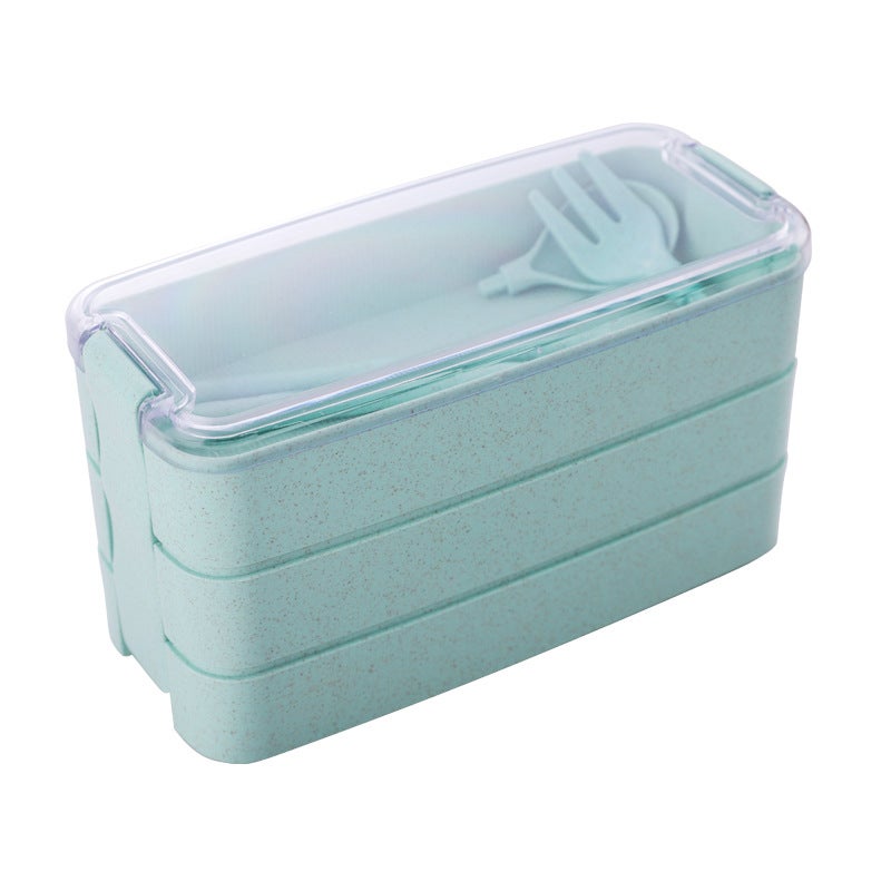 Wheat Straw Bento Box 3-Layer Microwaveable Nordic Green 
