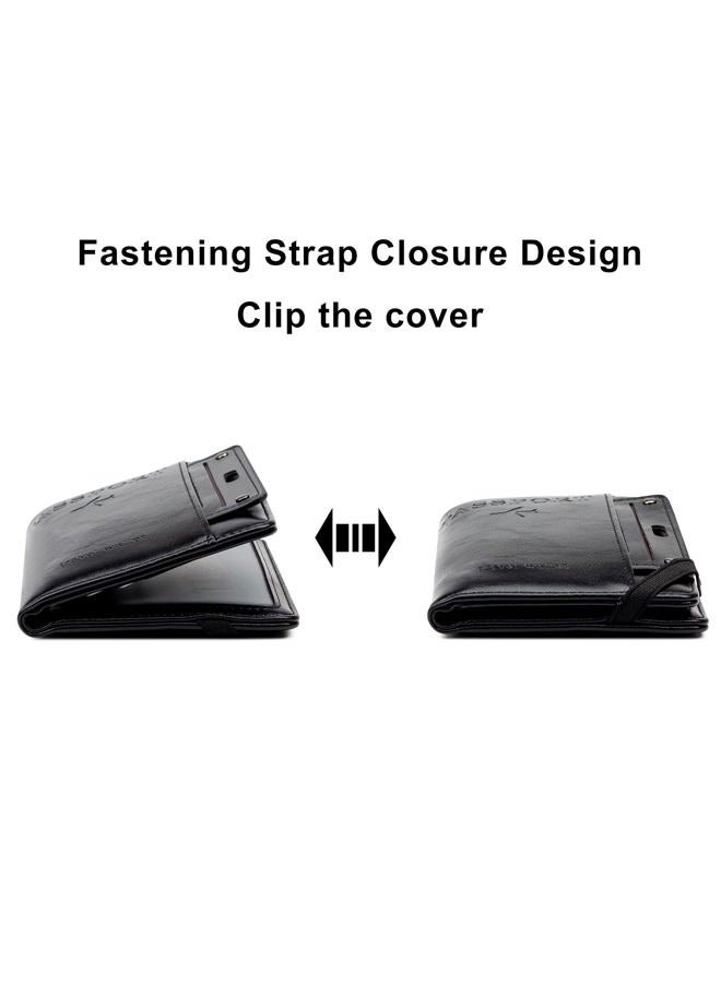 defway Passport holder Travel Wallet - RFID Blocking Passport Holder Cover for Cards, Holds Passport 4 Cards Cash, with Wrist Strap, Waterproof PU Leather Travel Wallet Organizer, Black, Casual - Image 3