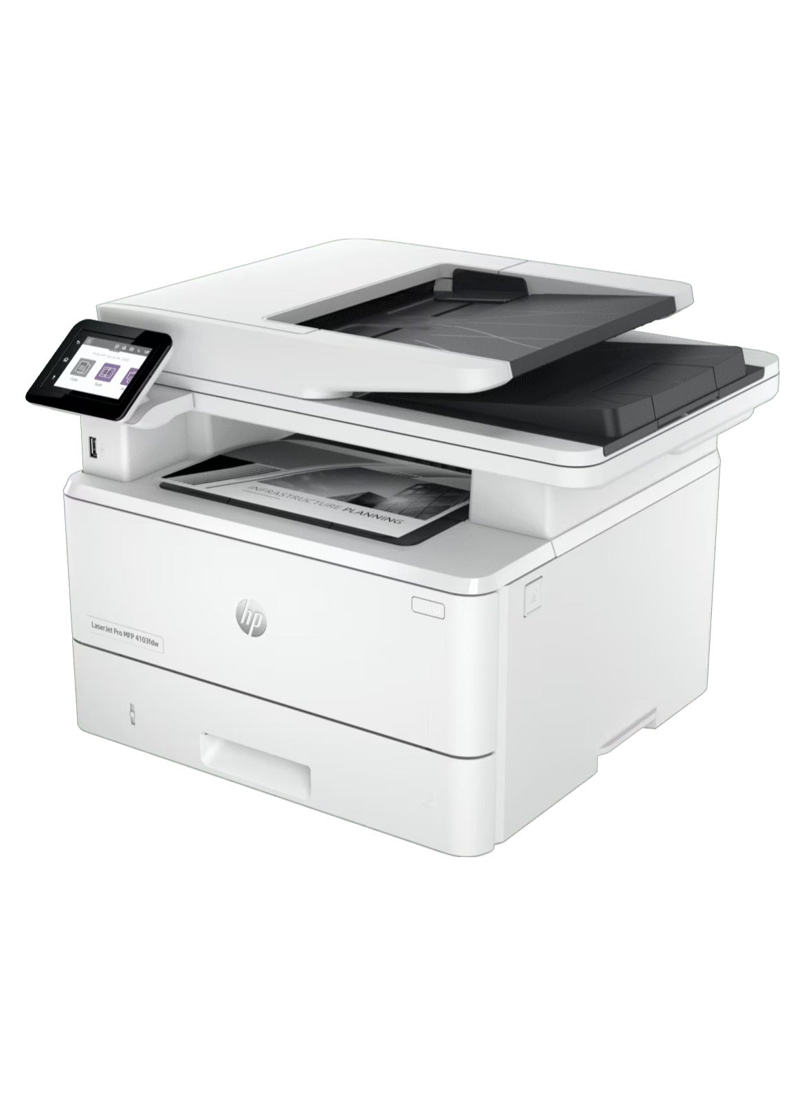 HP LaserJet Pro MFP 4103fdw Printer (2Z629A) Print, copy, scan, fax Up to 40 ppm (A4) Monochrome in black only wireless printer White