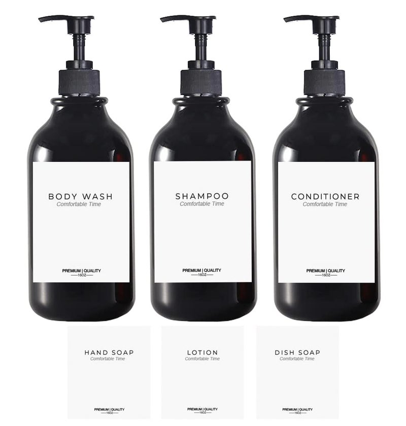 Gails Willing 3 Pack of Shampoo and Conditioner Bottles  Apothecary Dispenser Bottle for Bathroom and Kitchen Refillable Shampoo Bottles for Shampoo Lotion Oil Shower Soap Hand Soap and Dish Soap Black 
