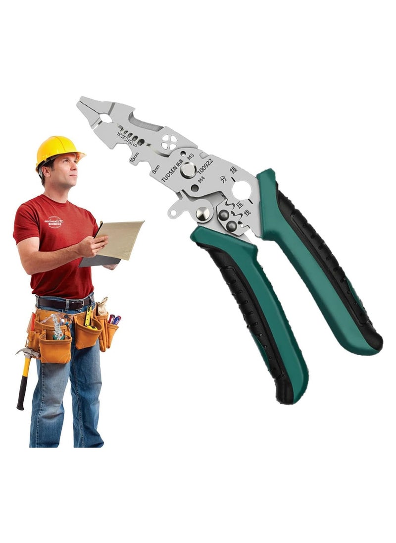 Generic Wire Stripper Cutter, Multi-Function Wire Stripping Tool, Professional Handle Design Wire Cutter, Universal Wire Cutters and Crimping Tool, Multifunctional Electrician Pliers for Crimping, Cutting  - Image 1