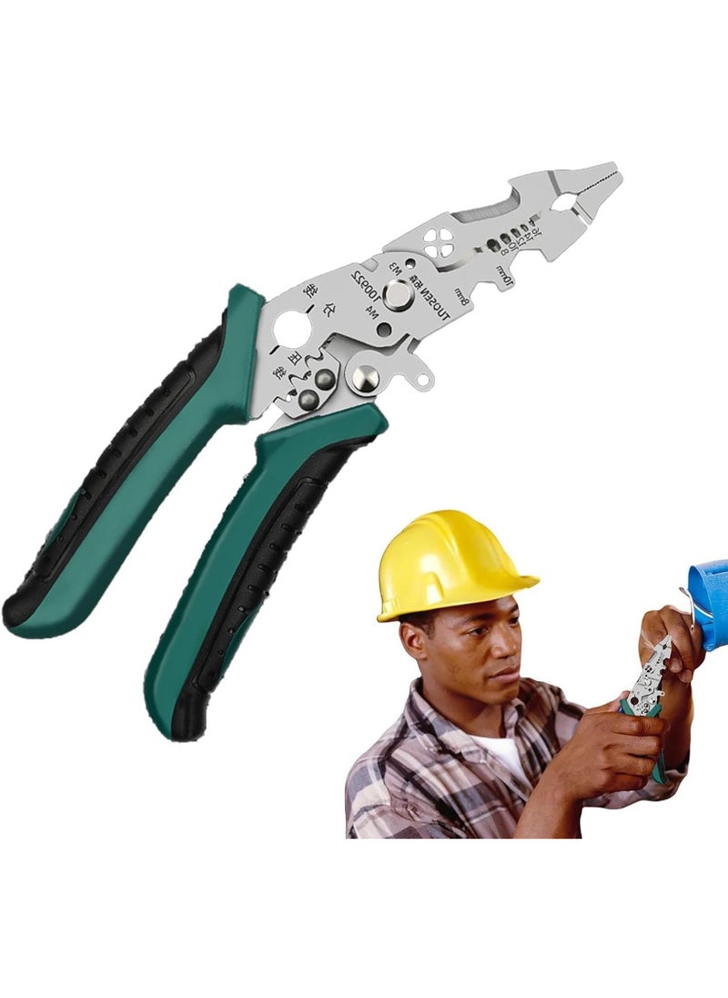 Wire Stripper Cutter, Multi-Function Wire Stripping Tool, Professional Handle Design Wire Cutter, Universal Wire Cutters and Crimping Tool, Multifunctional Electrician Pliers for Crimping, Cutting